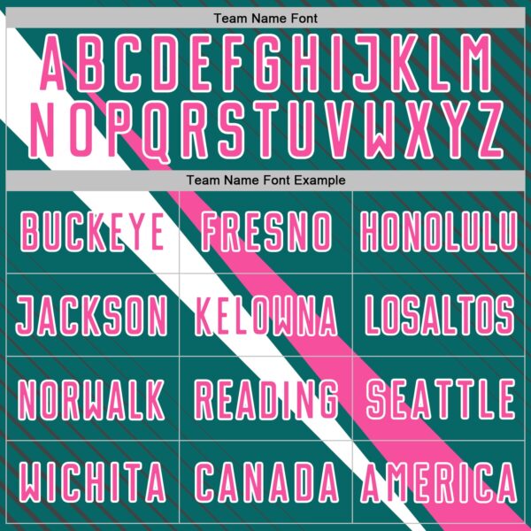 Custom Teal Pink-White Diagonal Stripes Sports Sublimation Soccer Uniform Jersey