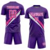 Custom Purple Pink-White Diagonal Stripes Sports Sublimation Soccer Uniform Jersey