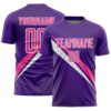 Custom Purple Pink-White Diagonal Stripes Sports Sublimation Soccer Uniform Jersey