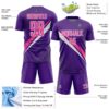 Custom Purple Pink-White Diagonal Stripes Sports Sublimation Soccer Uniform Jersey