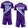 Custom Purple Light Blue-White Diagonal Stripes Sports Sublimation Soccer Uniform Jersey