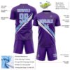 Custom Purple Light Blue-White Diagonal Stripes Sports Sublimation Soccer Uniform Jersey
