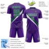 Custom Purple Kelly Green-White Diagonal Stripes Sports Sublimation Soccer Uniform Jersey