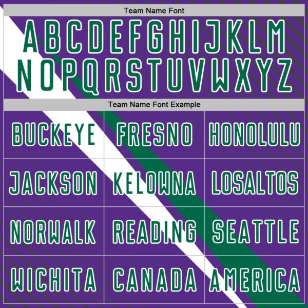 Custom Purple Kelly Green-White Diagonal Stripes Sports Sublimation Soccer Uniform Jersey