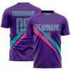 Custom Purple Aqua-Pink Diagonal Stripes Sports Sublimation Soccer Uniform Jersey