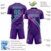 Custom Purple Aqua-Pink Diagonal Stripes Sports Sublimation Soccer Uniform Jersey