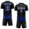 Custom Black Royal-White Distressed Diagonal Stripes Wind Shapes Sports Sublimation Soccer Uniform Jersey