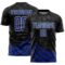 Custom Black Royal-White Distressed Diagonal Stripes Wind Shapes Sports Sublimation Soccer Uniform Jersey