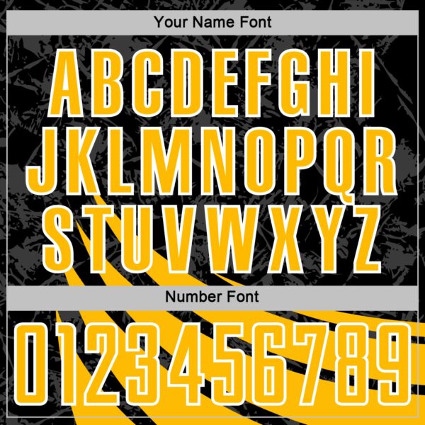 Custom Black Gold-White Distressed Diagonal Stripes Wind Shapes Sports Sublimation Soccer Uniform Jersey