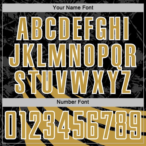 Custom Black Old Gold-White Distressed Diagonal Stripes Wind Shapes Sports Sublimation Soccer Uniform Jersey