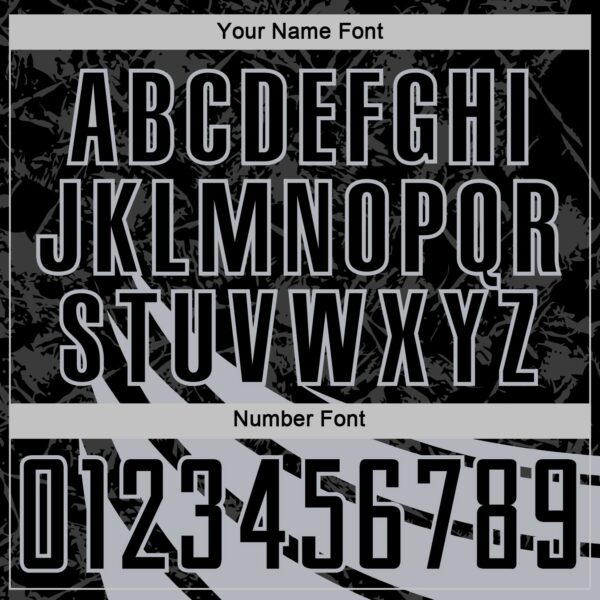 Custom Black Gray Distressed Diagonal Stripes Wind Shapes Sports Sublimation Soccer Uniform Jersey