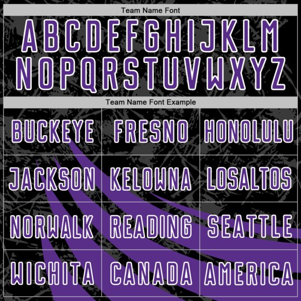 Custom Black Purple-White Distressed Diagonal Stripes Wind Shapes Sports Sublimation Soccer Uniform Jersey