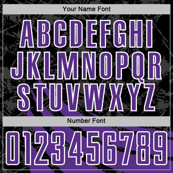 Custom Black Purple-White Distressed Diagonal Stripes Wind Shapes Sports Sublimation Soccer Uniform Jersey