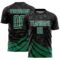 Custom Black Kelly Green-White Distressed Diagonal Stripes Wind Shapes Sports Sublimation Soccer Uniform Jersey