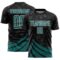 Custom Black Teal-White Distressed Diagonal Stripes Wind Shapes Sports Sublimation Soccer Uniform Jersey