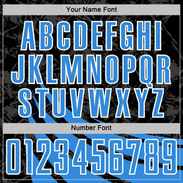 Custom Black Powder Blue-White Distressed Diagonal Stripes Wind Shapes Sports Sublimation Soccer Uniform Jersey