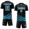 Custom Black Panther Blue-White Distressed Diagonal Stripes Wind Shapes Sports Sublimation Soccer Uniform Jersey