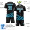 Custom Black Panther Blue-White Distressed Diagonal Stripes Wind Shapes Sports Sublimation Soccer Uniform Jersey