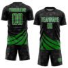 Custom Black Grass Green-White Distressed Diagonal Stripes Wind Shapes Sports Sublimation Soccer Uniform Jersey