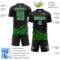 Custom Black Grass Green-White Distressed Diagonal Stripes Wind Shapes Sports Sublimation Soccer Uniform Jersey