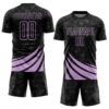 Custom Black Light Purple Distressed Diagonal Stripes Wind Shapes Sports Sublimation Soccer Uniform Jersey