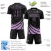 Custom Black Light Purple Distressed Diagonal Stripes Wind Shapes Sports Sublimation Soccer Uniform Jersey