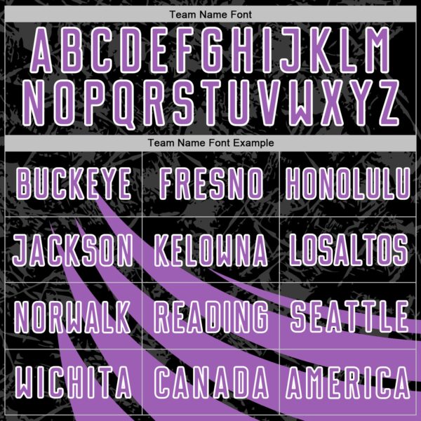 Custom Black Medium Purple-White Distressed Diagonal Stripes Wind Shapes Sports Sublimation Soccer Uniform Jersey