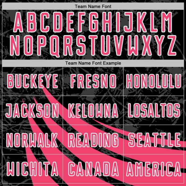 Custom Black Neon Pink-White Distressed Diagonal Stripes Wind Shapes Sports Sublimation Soccer Uniform Jersey