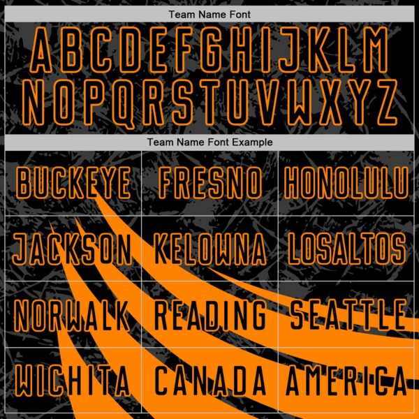 Custom Black Bay Orange Distressed Diagonal Stripes Wind Shapes Sports Sublimation Soccer Uniform Jersey