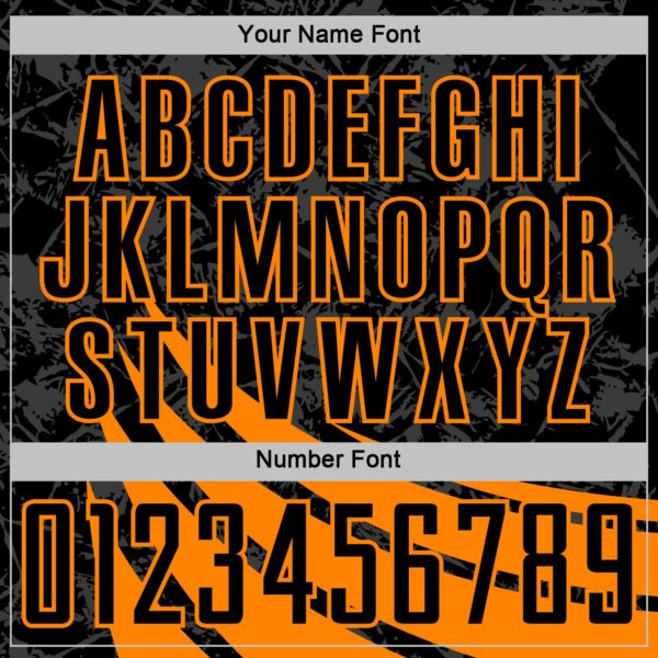 Custom Black Bay Orange Distressed Diagonal Stripes Wind Shapes Sports Sublimation Soccer Uniform Jersey