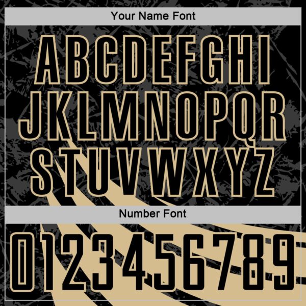 Custom Black Vegas Gold Distressed Diagonal Stripes Wind Shapes Sports Sublimation Soccer Uniform Jersey