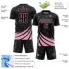 Custom Black Light Pink Distressed Diagonal Stripes Wind Shapes Sports Sublimation Soccer Uniform Jersey