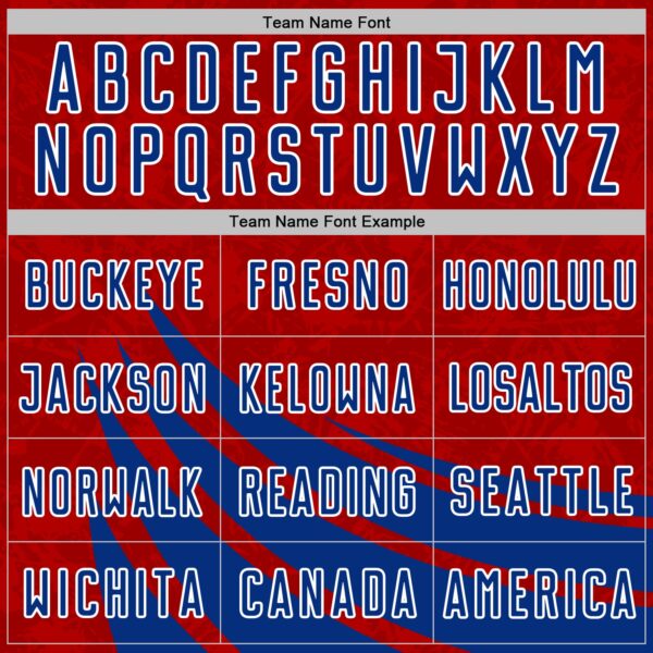 Custom Red Royal-White Distressed Diagonal Stripes Wind Shapes Sports Sublimation Soccer Uniform Jersey