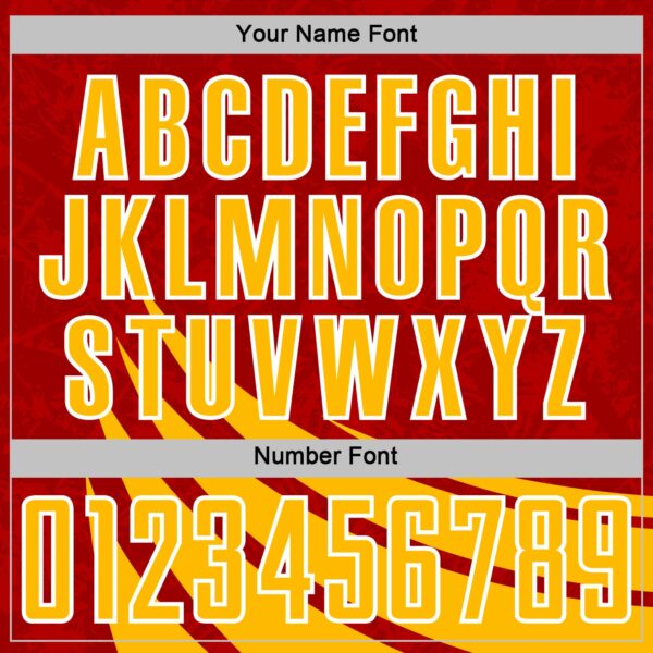 Custom Red Gold-White Distressed Diagonal Stripes Wind Shapes Sports Sublimation Soccer Uniform Jersey