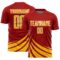Custom Red Gold-White Distressed Diagonal Stripes Wind Shapes Sports Sublimation Soccer Uniform Jersey