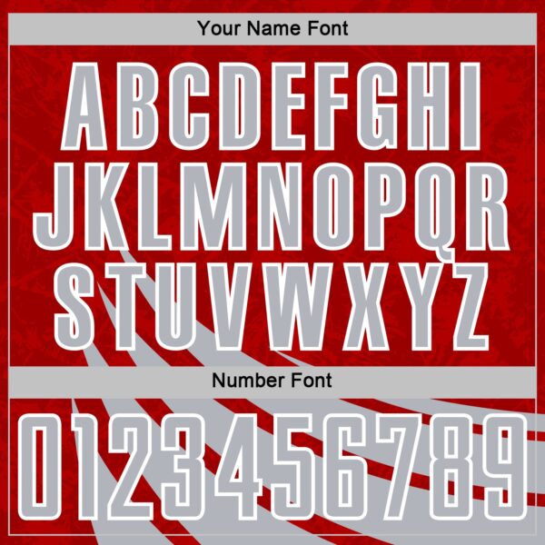 Custom Red Gray-White Distressed Diagonal Stripes Wind Shapes Sports Sublimation Soccer Uniform Jersey