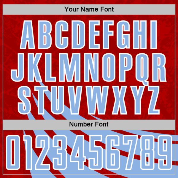 Custom Red Light Blue-White Distressed Diagonal Stripes Wind Shapes Sports Sublimation Soccer Uniform Jersey