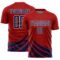 Custom Red Navy-White Distressed Diagonal Stripes Wind Shapes Sports Sublimation Soccer Uniform Jersey