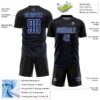 Custom Black Royal-White Diagonal Pinstripes Lines Sports Sublimation Soccer Uniform Jersey