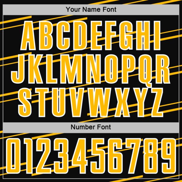 Custom Black Gold-White Diagonal Pinstripes Lines Sports Sublimation Soccer Uniform Jersey