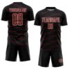 Custom Black Crimson-Cream Diagonal Pinstripes Lines Sports Sublimation Soccer Uniform Jersey