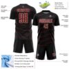 Custom Black Crimson-Cream Diagonal Pinstripes Lines Sports Sublimation Soccer Uniform Jersey