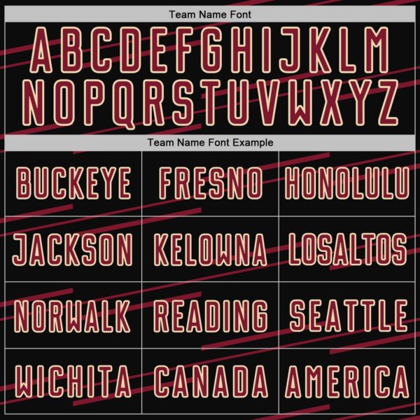 Custom Black Crimson-Cream Diagonal Pinstripes Lines Sports Sublimation Soccer Uniform Jersey