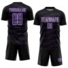 Custom Black Purple-White Diagonal Pinstripes Lines Sports Sublimation Soccer Uniform Jersey