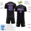 Custom Black Purple-White Diagonal Pinstripes Lines Sports Sublimation Soccer Uniform Jersey