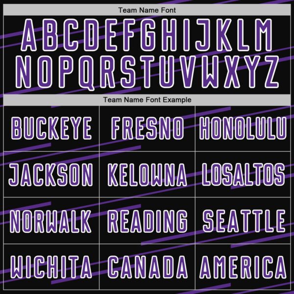 Custom Black Purple-White Diagonal Pinstripes Lines Sports Sublimation Soccer Uniform Jersey