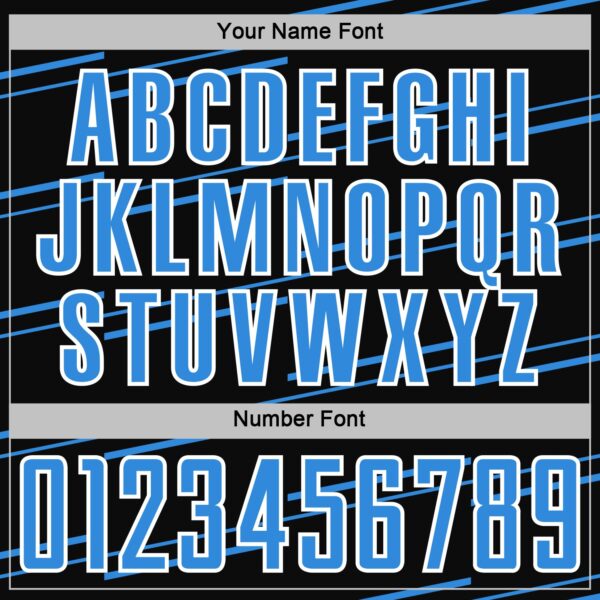 Custom Black Powder Blue-White Diagonal Pinstripes Lines Sports Sublimation Soccer Uniform Jersey