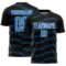 Custom Black Powder Blue-White Diagonal Pinstripes Lines Sports Sublimation Soccer Uniform Jersey