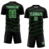 Custom Black Grass Green-White Diagonal Pinstripes Lines Sports Sublimation Soccer Uniform Jersey