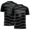Custom Black Silver Diagonal Pinstripes Lines Sports Sublimation Soccer Uniform Jersey